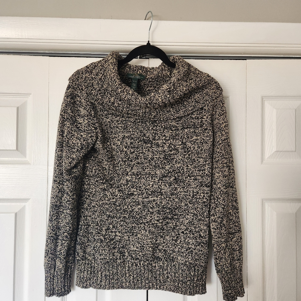 Ralph Lauren Lauren Jeans Co Black & Cream Cowl Neck Sweater